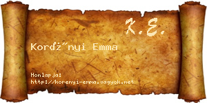 Korényi Emma névjegykártya
